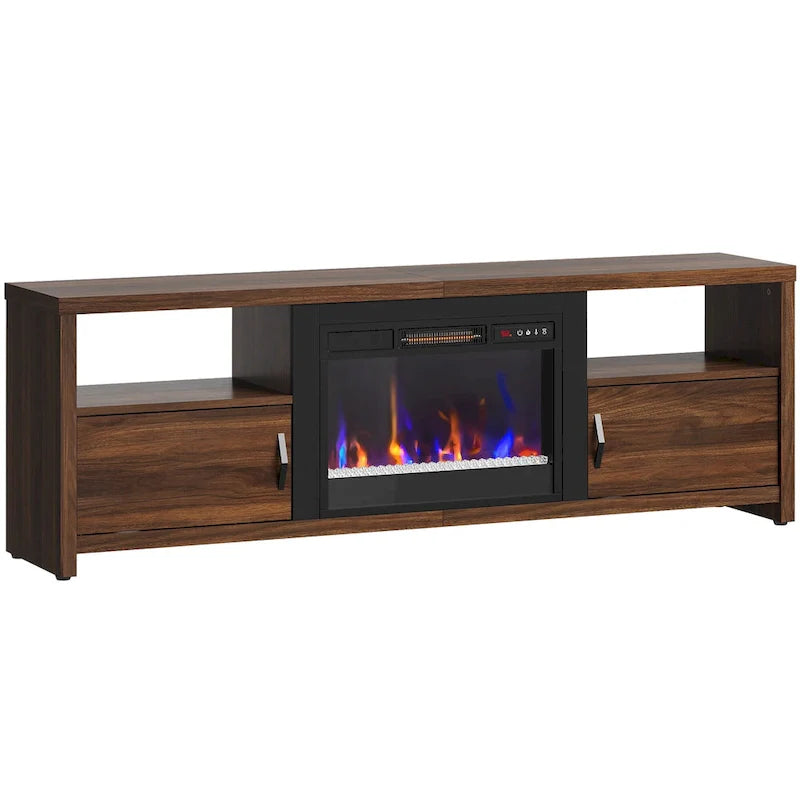 71-Inch TV Stand for 75-Inch TVs with LED Fireplace and Storage Cabinet 28
