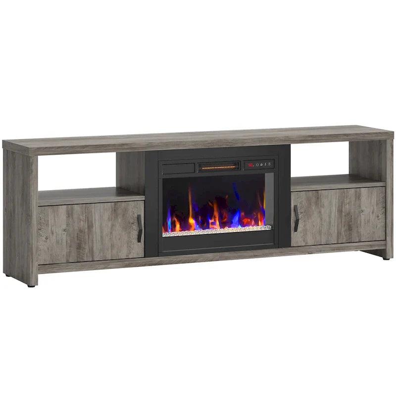71-Inch TV Stand for 75-Inch TVs with LED Fireplace and Storage Cabinet 38