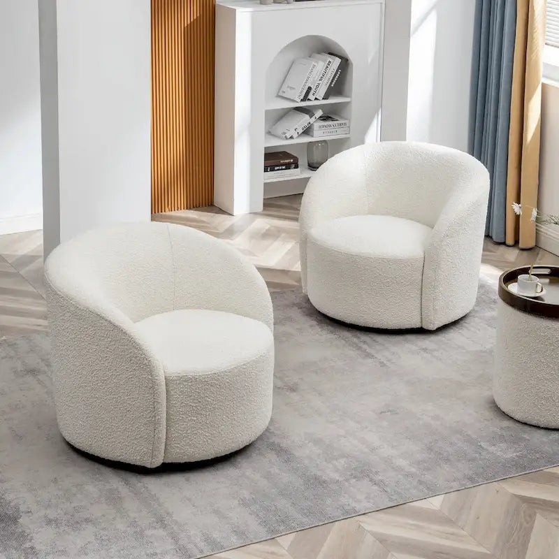Set of 2 KINWELL 34-Inch Wide Upholstered Swivel Barrel Chairs 8