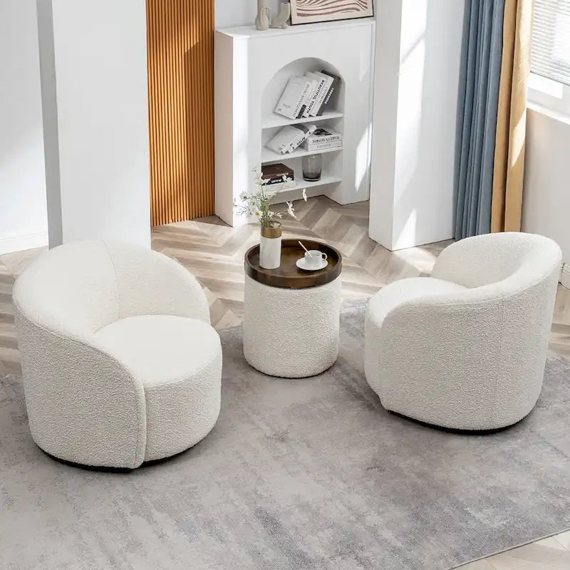 Set of 2 KINWELL 34-Inch Wide Upholstered Swivel Barrel Chairs 12