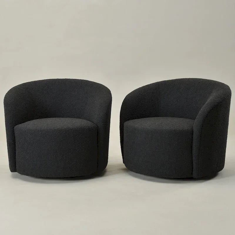 Set of 2 KINWELL 34-Inch Wide Upholstered Swivel Barrel Chairs 18