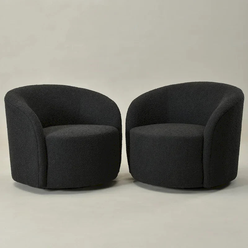 Set of 2 KINWELL 34-Inch Wide Upholstered Swivel Barrel Chairs 21