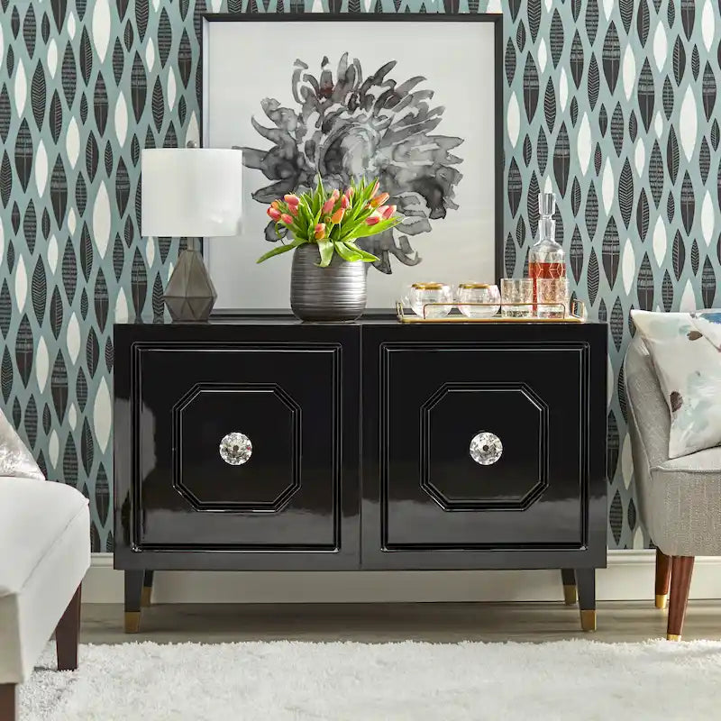 angelo:HOME Jaslene Glossy Glam Media Buffet Cabinet 19
