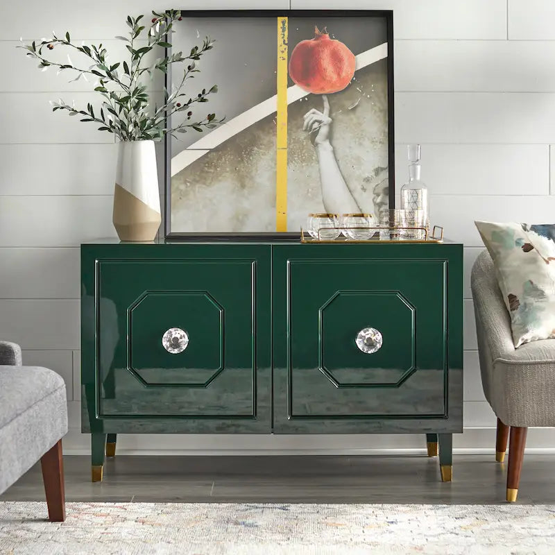 angelo:HOME Jaslene Glossy Glam Media Buffet Cabinet 21