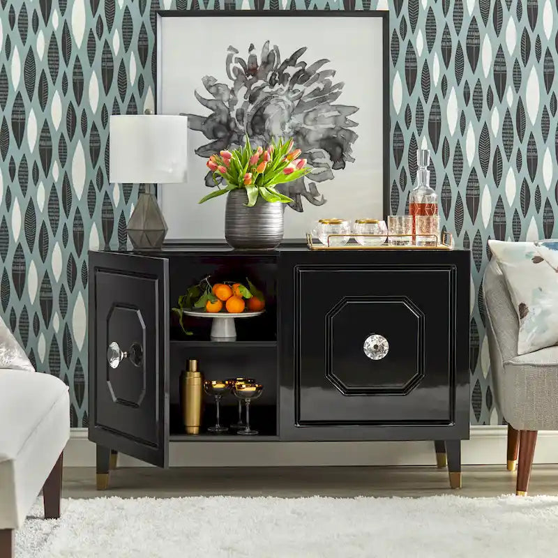 angelo:HOME Jaslene Glossy Glam Media Buffet Cabinet 4