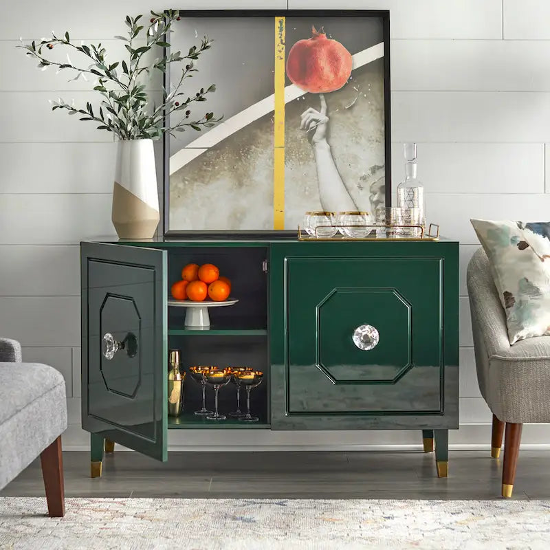 angelo:HOME Jaslene Glossy Glam Media Buffet Cabinet 5