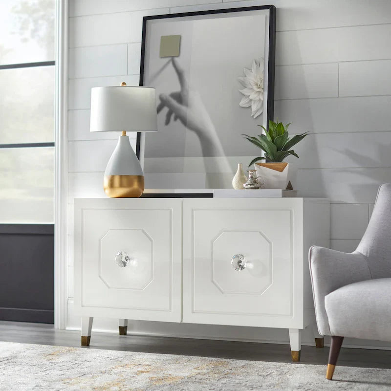 angelo:HOME Jaslene Glossy Glam Media Buffet Cabinet 17