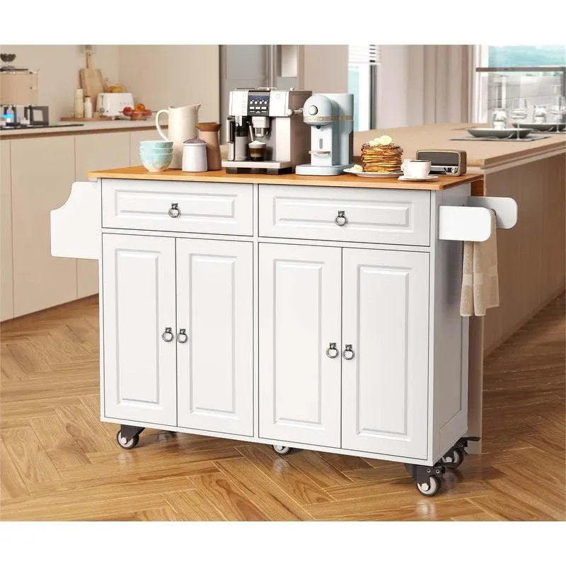 Solid Wood Top Kitchen Island Cart with Locking Wheels 29