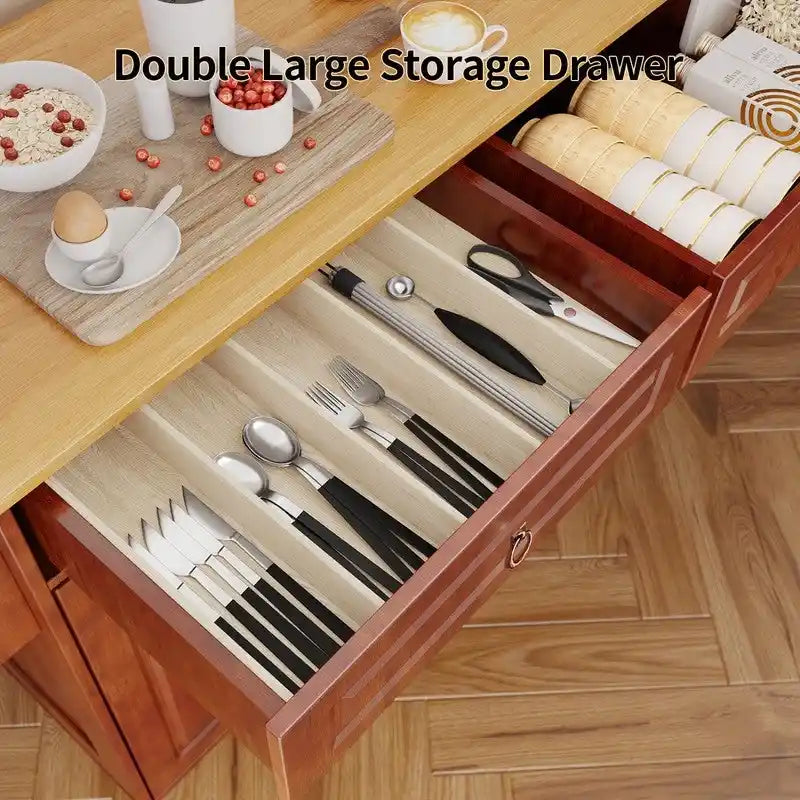 Solid Wood Top Kitchen Island Cart with Locking Wheels 27