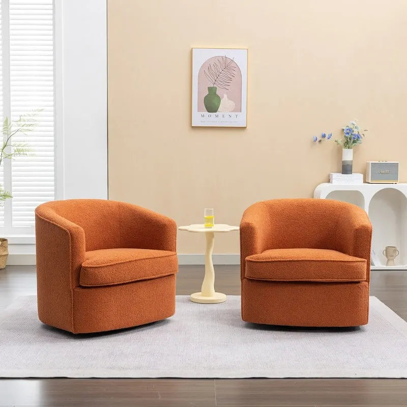 SEYNAR Contemporary Boucle Upholstered 360° Swivel Accent Chairs - Set of 2 37
