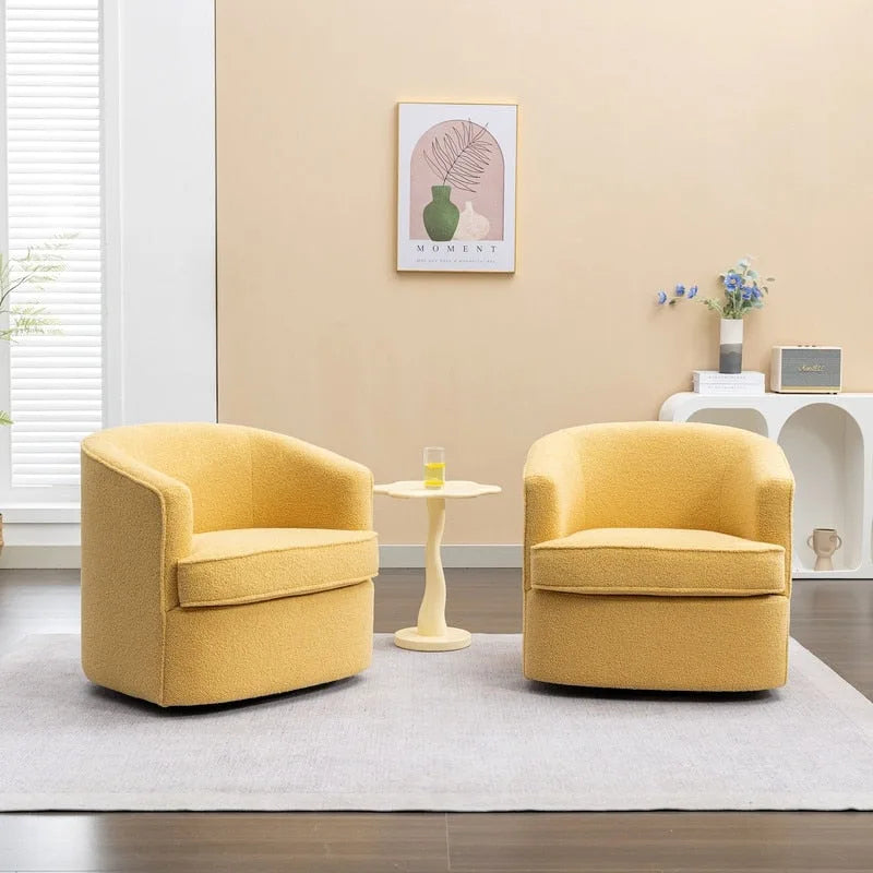 SEYNAR Contemporary Boucle Upholstered 360° Swivel Accent Chairs - Set of 2 39
