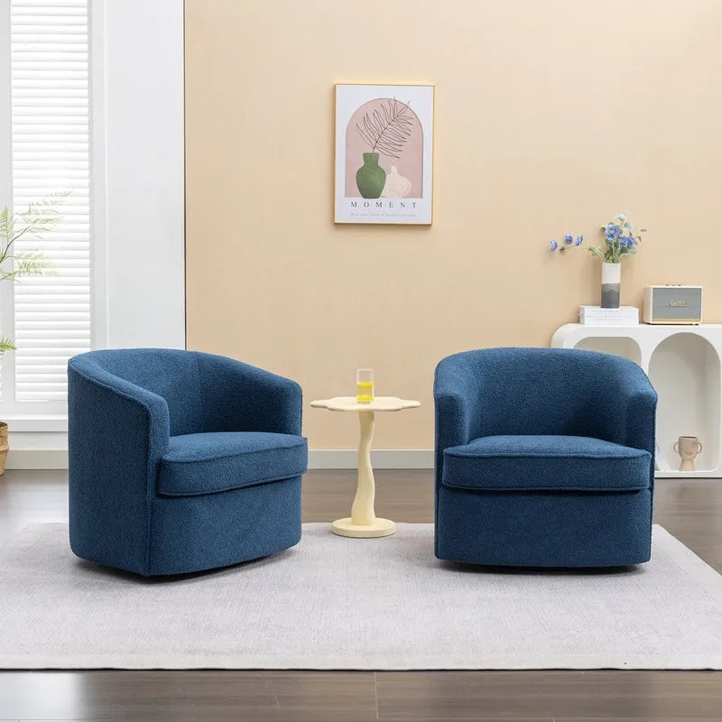 SEYNAR Contemporary Boucle Upholstered 360° Swivel Accent Chairs - Set of 2 40