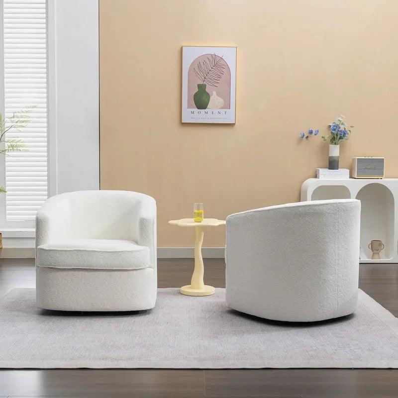 SEYNAR Contemporary Boucle Upholstered 360° Swivel Accent Chairs - Set of 2 3