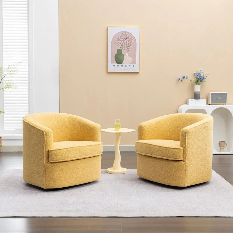 SEYNAR Contemporary Boucle Upholstered 360° Swivel Accent Chairs - Set of 2 11