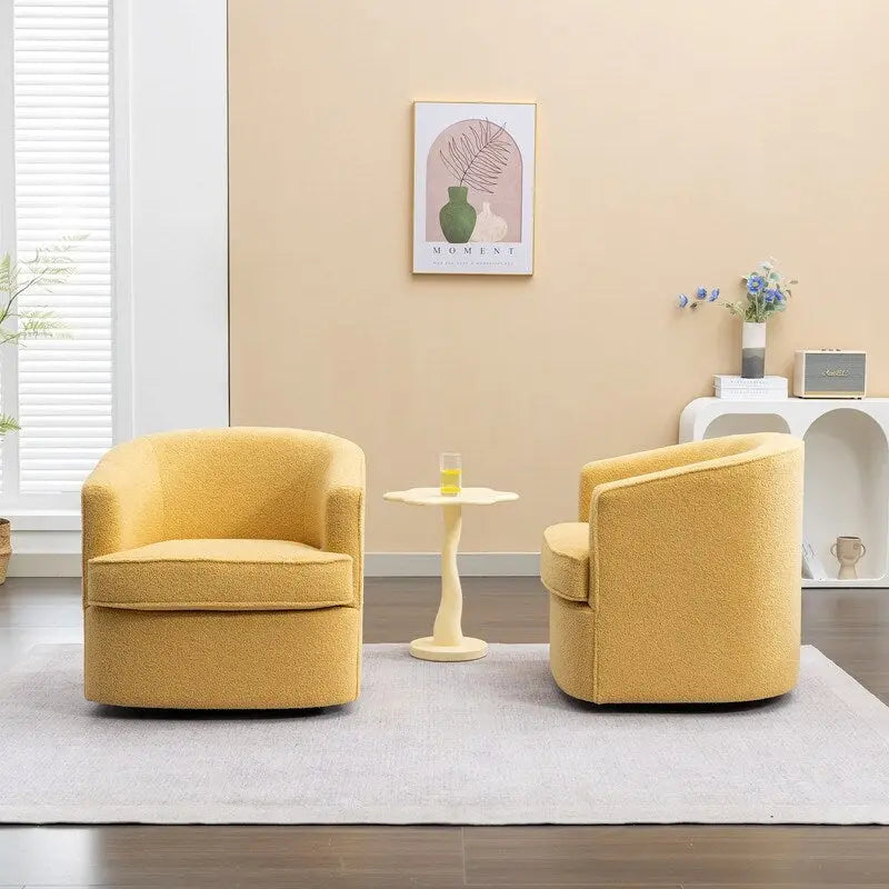 SEYNAR Contemporary Boucle Upholstered 360° Swivel Accent Chairs - Set of 2 12