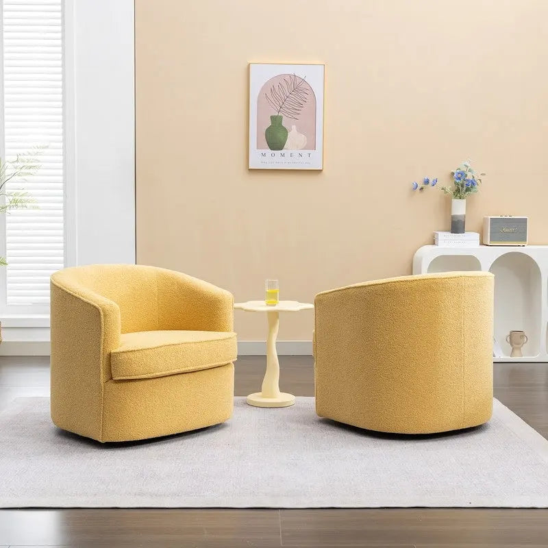 SEYNAR Contemporary Boucle Upholstered 360° Swivel Accent Chairs - Set of 2 13