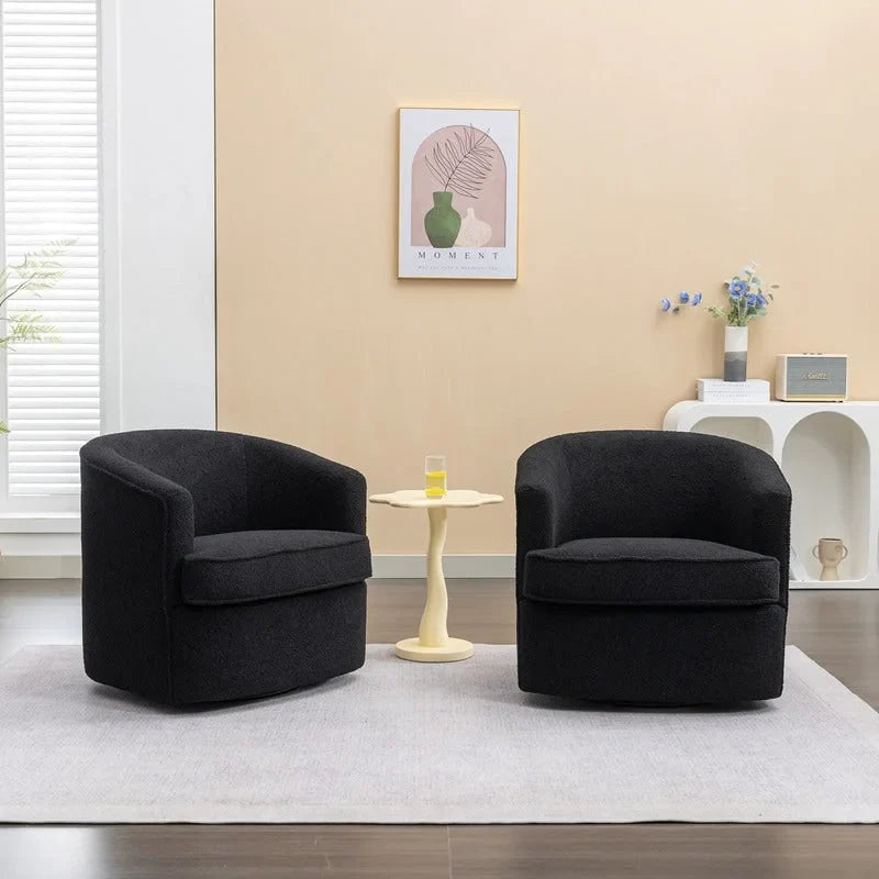 SEYNAR Contemporary Boucle Upholstered 360° Swivel Accent Chairs - Set of 2 18