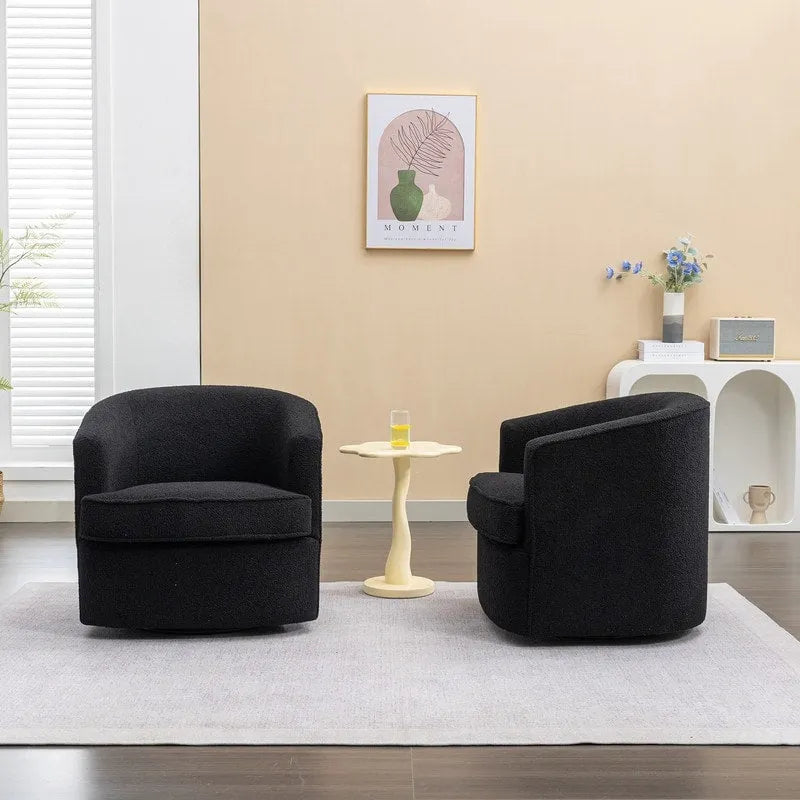 SEYNAR Contemporary Boucle Upholstered 360° Swivel Accent Chairs - Set of 2 20