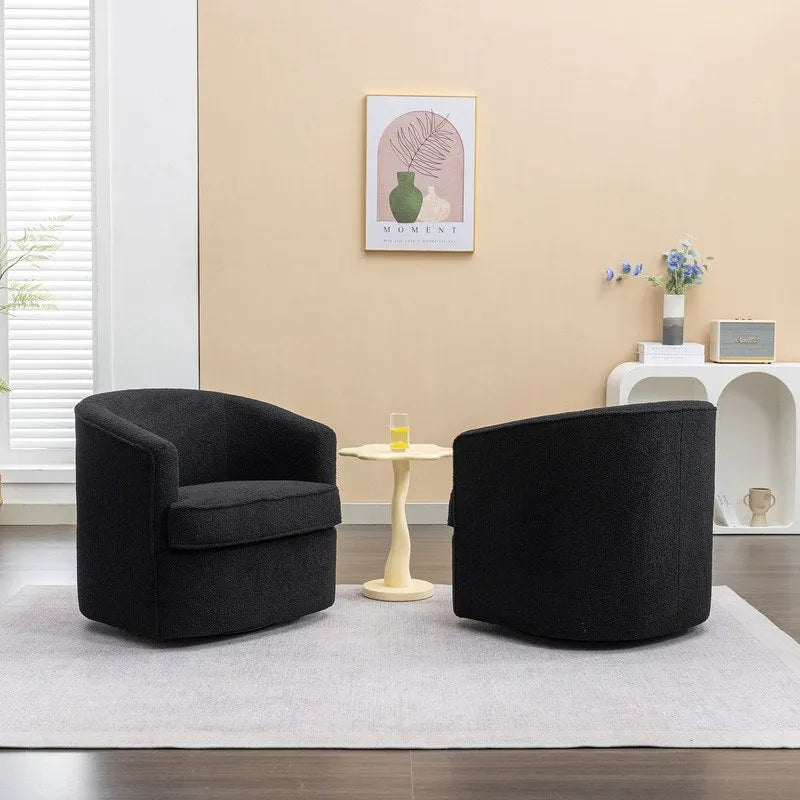SEYNAR Contemporary Boucle Upholstered 360° Swivel Accent Chairs - Set of 2 21