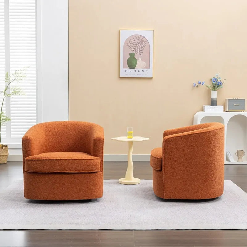 SEYNAR Contemporary Boucle Upholstered 360° Swivel Accent Chairs - Set of 2 28