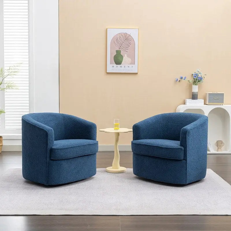 SEYNAR Contemporary Boucle Upholstered 360° Swivel Accent Chairs - Set of 2 35