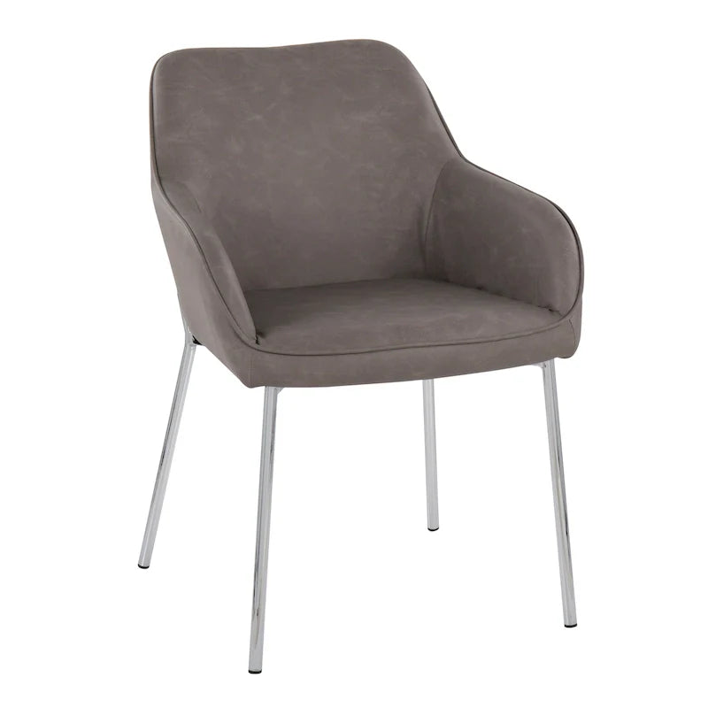 Set of 2 Silver Orchid Galotti Chrome Upholstered Dining Chairs 34