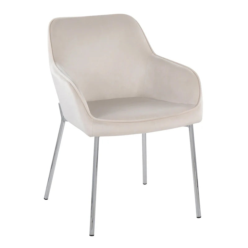 Set of 2 Silver Orchid Galotti Chrome Upholstered Dining Chairs 35