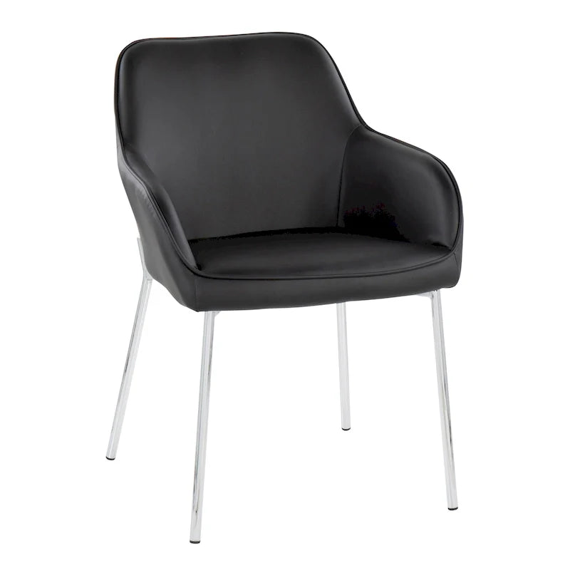Set of 2 Silver Orchid Galotti Chrome Upholstered Dining Chairs 39
