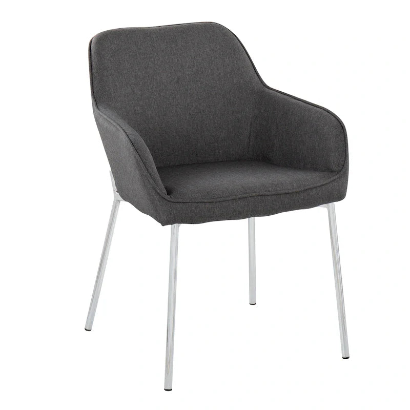 Set of 2 Silver Orchid Galotti Chrome Upholstered Dining Chairs 41