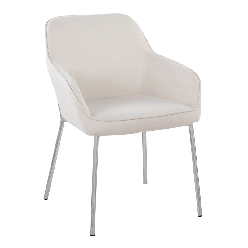Set of 2 Silver Orchid Galotti Chrome Upholstered Dining Chairs 42