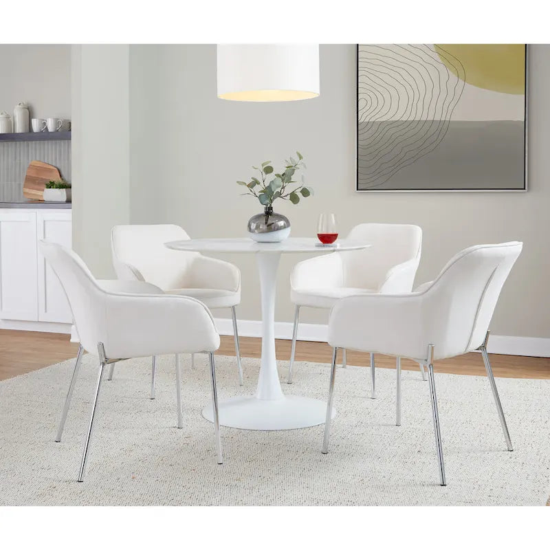 Set of 2 Silver Orchid Galotti Chrome Upholstered Dining Chairs 1