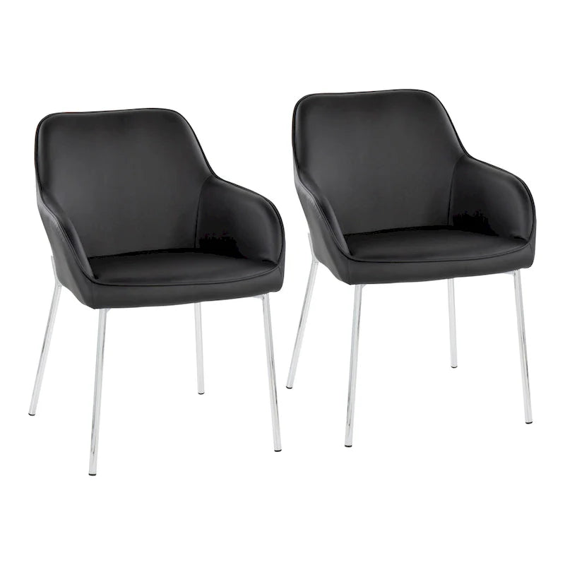 Set of 2 Silver Orchid Galotti Chrome Upholstered Dining Chairs 2