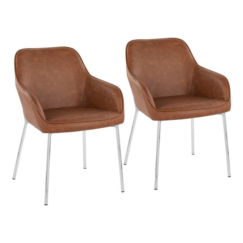 Set of 2 Silver Orchid Galotti Chrome Upholstered Dining Chairs 3