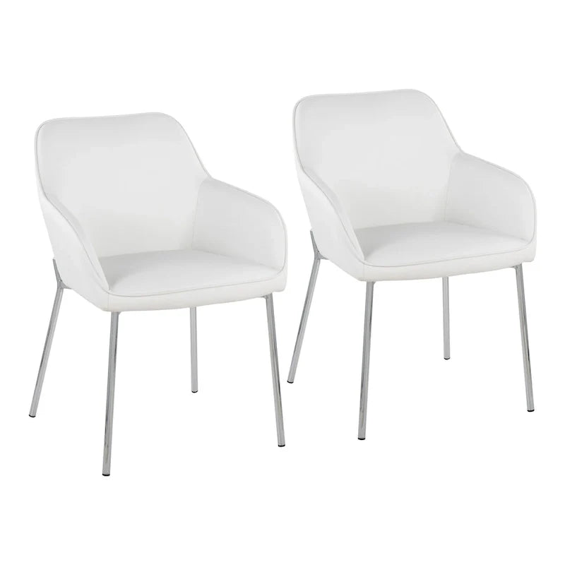 Set of 2 Silver Orchid Galotti Chrome Upholstered Dining Chairs 6