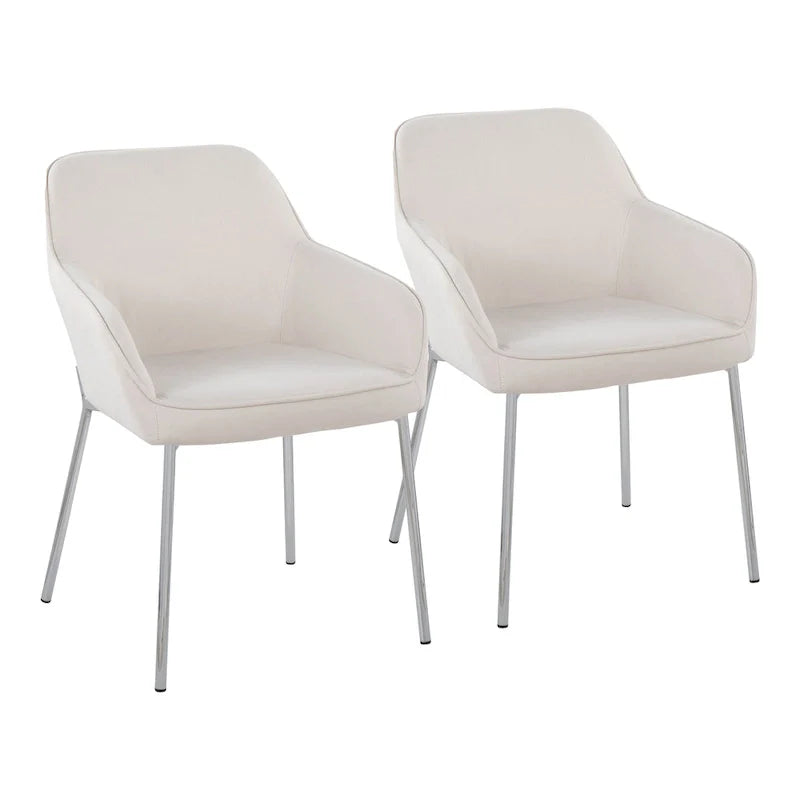 Set of 2 Silver Orchid Galotti Chrome Upholstered Dining Chairs 10