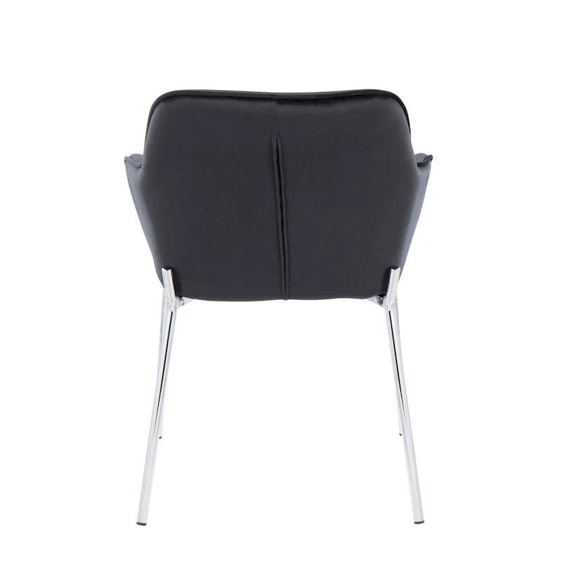 Set of 2 Silver Orchid Galotti Chrome Upholstered Dining Chairs 13
