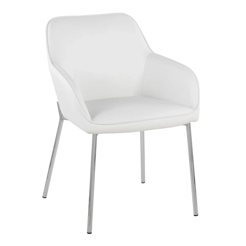 Set of 2 Silver Orchid Galotti Chrome Upholstered Dining Chairs 23