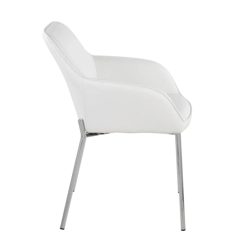 Set of 2 Silver Orchid Galotti Chrome Upholstered Dining Chairs 24