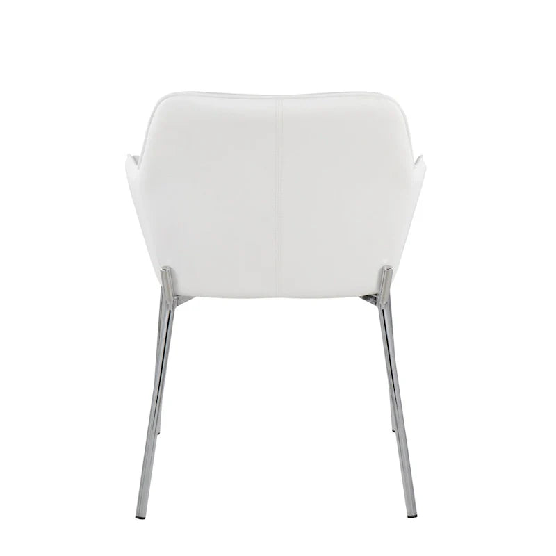 Set of 2 Silver Orchid Galotti Chrome Upholstered Dining Chairs 25