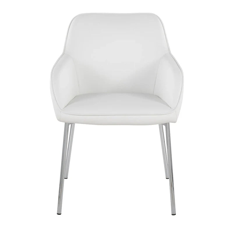 Set of 2 Silver Orchid Galotti Chrome Upholstered Dining Chairs 26