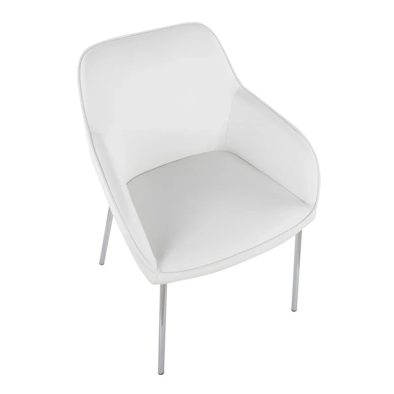 Set of 2 Silver Orchid Galotti Chrome Upholstered Dining Chairs 27