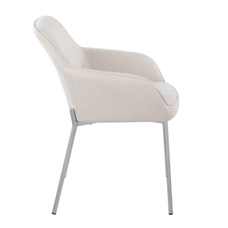 Set of 2 Silver Orchid Galotti Chrome Upholstered Dining Chairs 31