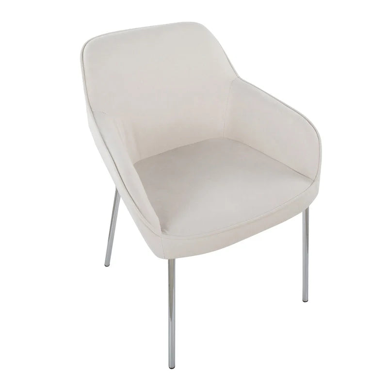 Set of 2 Silver Orchid Galotti Chrome Upholstered Dining Chairs 33