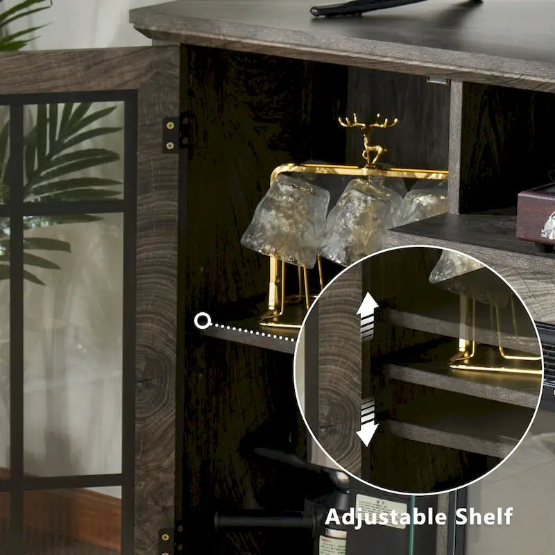 All-Sided Glass Electric Fireplace TV Stand 11
