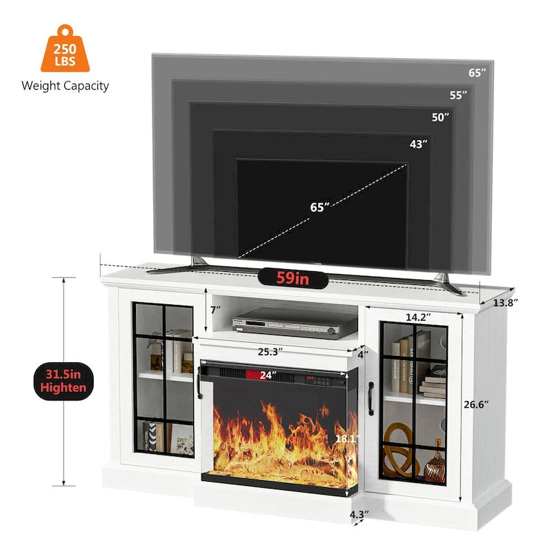 All-Sided Glass Electric Fireplace TV Stand 15