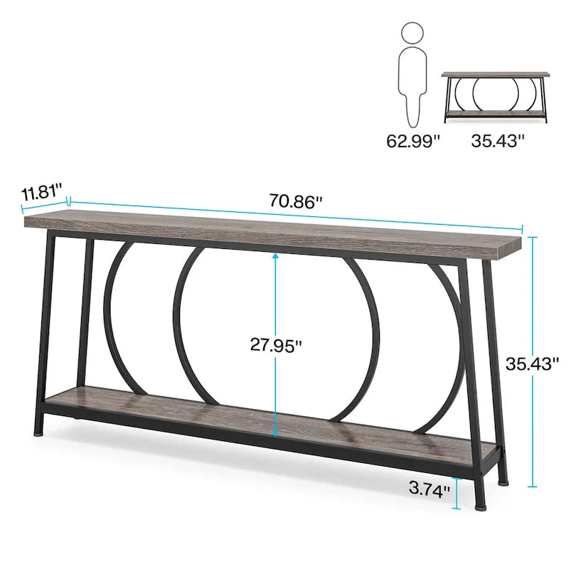 70.9-Inch Extra Long Narrow Console Table with Storage for Sofa or Couch 5