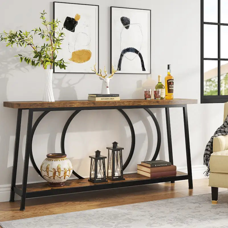 70.9-Inch Extra Long Narrow Console Table with Storage for Sofa or Couch 12