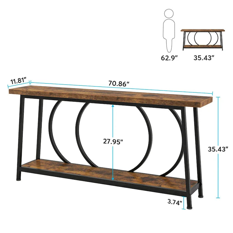 70.9-Inch Extra Long Narrow Console Table with Storage for Sofa or Couch 13