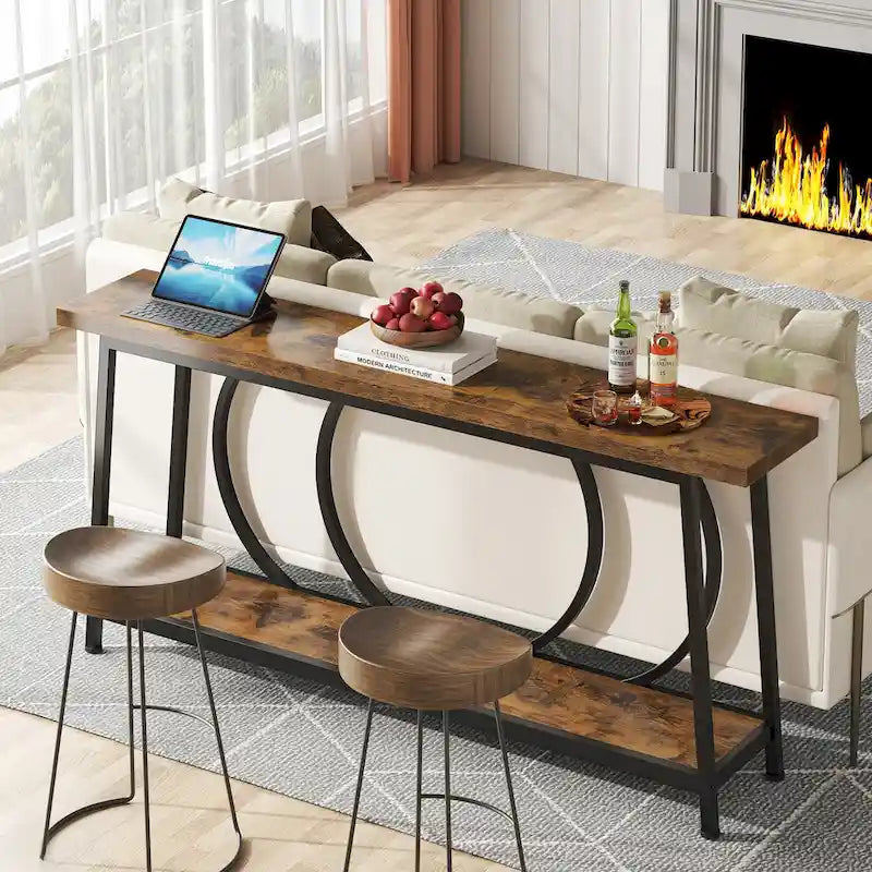 70.9-Inch Extra Long Narrow Console Table with Storage for Sofa or Couch 15