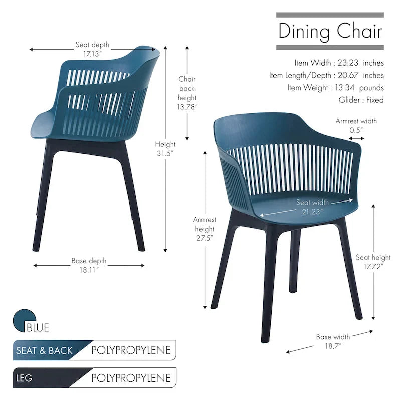 Porthos Home Palmer Set of 2 Dining Chairs with Plastic Shell and Legs 13